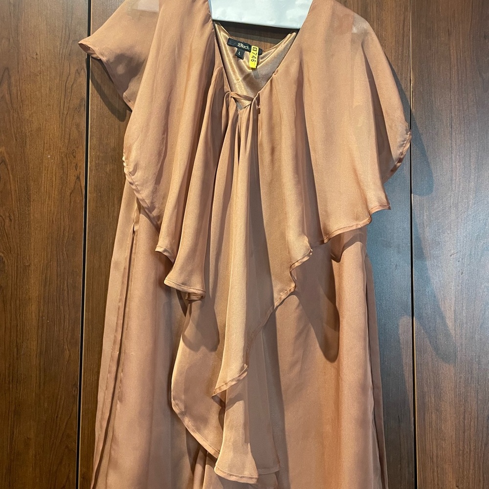 Caramel flowy silky dress